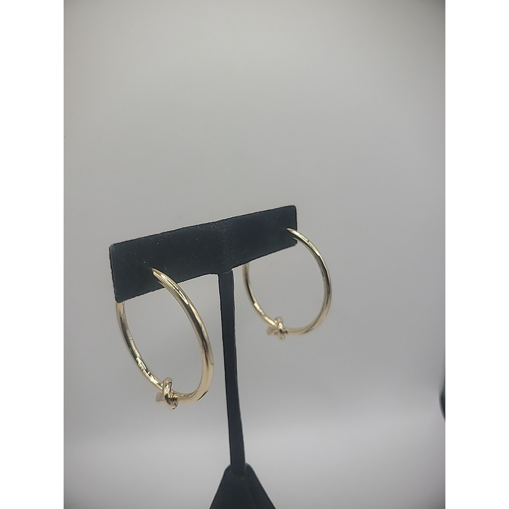 New  JJ Earrings Pierced‎ Hoops Gold Tone Knotted Nickel Free Jewelry Costume